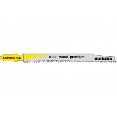 5 лобзиковых пилок, серия «clean wood premium», 93/ 2,2 мм Metabo 623998000