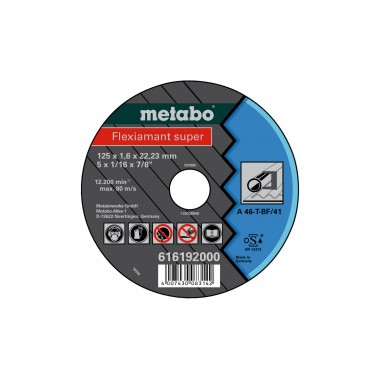 Отрезной круг Flexiarapid super 125x1,6x22,23, сталь, TF 41 Metabo 616192000