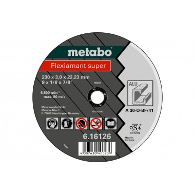 Обдирочный круг Flexiamant super 230x3,0x22,23, алюминий, TF 41 Metabo 616126000
