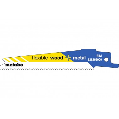 5 пилок для сабельных пил, «flexible wood + metal», 100 x 0,9 мм Metabo 628266000