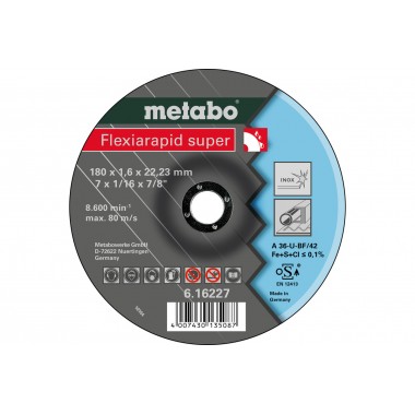 Отрезной круг Flexiarapid super 180x1,6x22,23, Inox, TF 42 Metabo 616227000